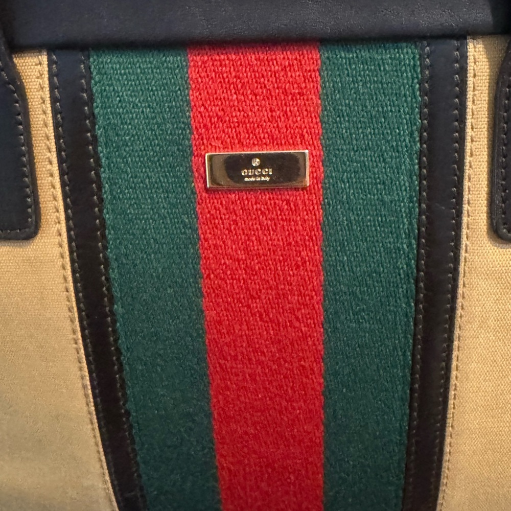 SOLD** Gucci Canvas Sherry Web-line w/ Leather Trim Handbag - Picture 5 of 17